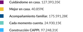 Gráfico Fundación porqueViven: gastos en paliativos pediátricos por programa en Madrid, con montos detallados en euros