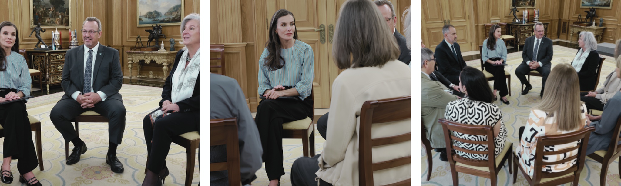 La Reina Letizia durante una audiencia con representantes de Fundación porqueViven en el Palacio de la Zarzuela