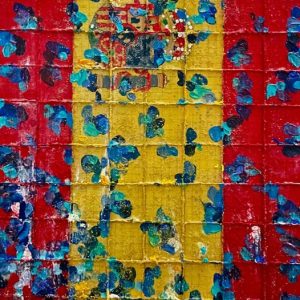 Obra Bandera 1 de Gonzalo Peral, tecnica mixta acrilico y arena