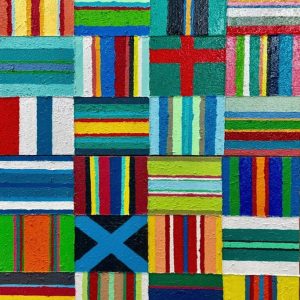 Obra Bandera 11 de Gonzalo Peral, tecnica mixta acrilico y arena