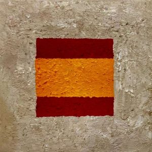 Obra Bandera 13 de Gonzalo Peral, tecnica mixta acrilico y arena