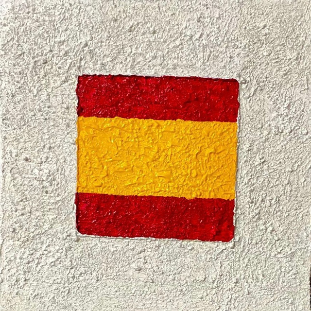 Obra Bandera 14 de Gonzalo Peral, tecnica mixta acrilico y arena
