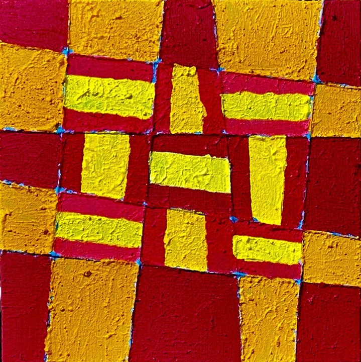 Obra Bandera 22 de Gonzalo Peral, tecnica mixta acrilico y arena