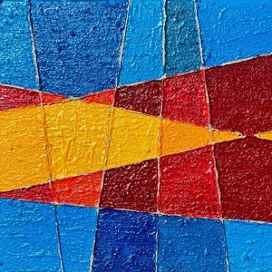 Obra Bandera 25 de Gonzalo Peral, tecnica mixta acrilico y arena