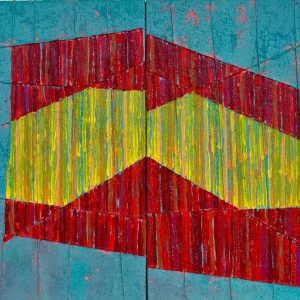 Obra Bandera 39 de Gonzalo Peral, tecnica mixta acrilico y arena