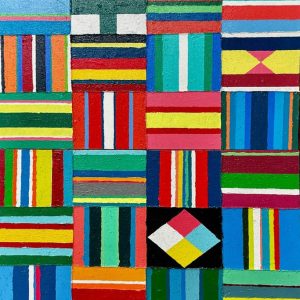 Obra Bandera 4 de Gonzalo Peral, tecnica mixta acrilico y arena
